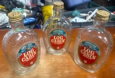 Vintage 3 Log Cabin Bicentennial And Special Edition Maple Syrup Flasks All Diff