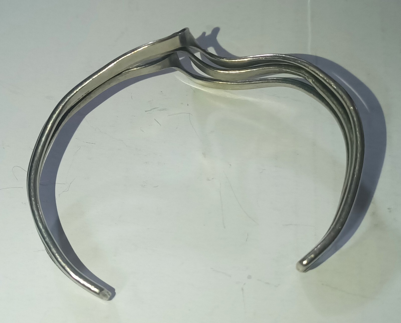 Solid Sterling Silver Triple Wave S Modernist Cuf… - image 4