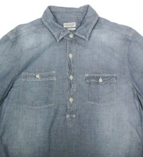 ALL SAINTS SPITAFIELDS Chambray Blue Denim Kelt HS Mens Popover Shirt sz S /374