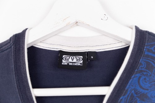 Y2K Animal T Shirt mens SMALL Navy Blue Short Sleeve Round Neck Embroidered Logo - Picture 7 of 11