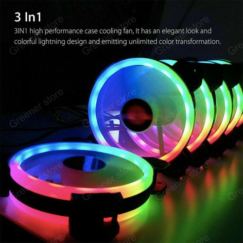 3/5/6Pack RGB PC Cooling Fan 120mm Quiet Cooler with Controller Computer Desktop - Picture 3 of 16