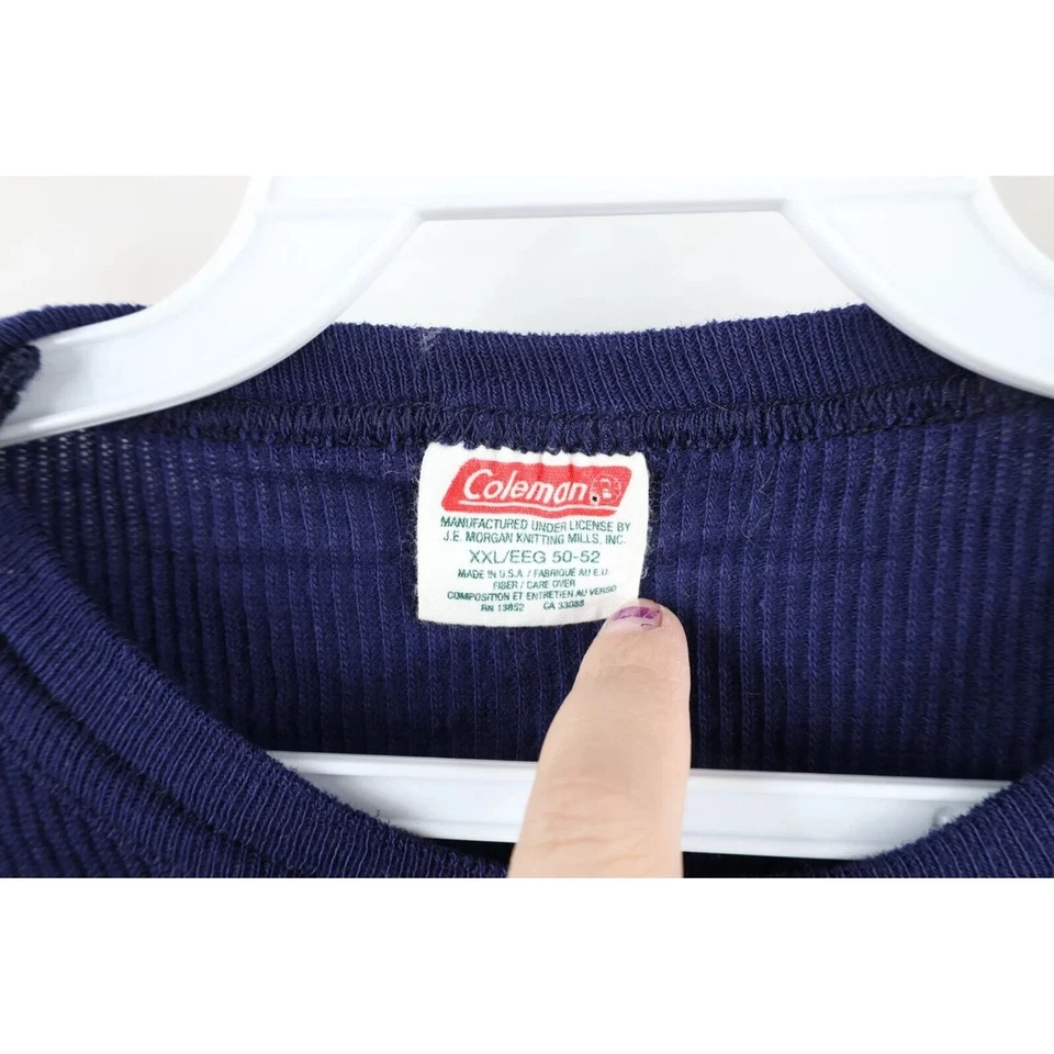 Camiseta De Colección Años 70 Streetwear Para Hombres 2XL Blanca Térmica Tejida Waffle Manga Larga EE. UU. Foto 4 de 4