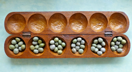 African Wooden Awale strategy game with 48 Seeds+ & English instructions - Picture 4 of 8