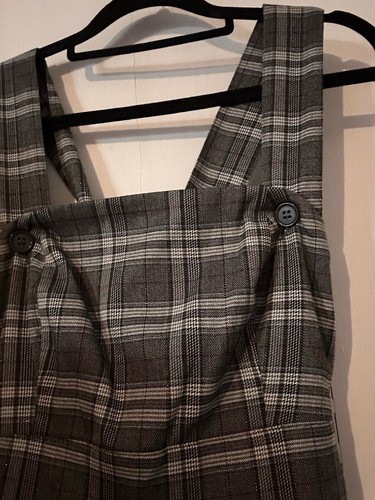 HELLBUNNY | Grey w/ Metallic Thread Pinafore Overall Dungaree Dress | BNWT | Sz8 - Picture 2 of 4