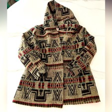 Bohemian Western Southwestern Blanket Wrap Coat Aztec