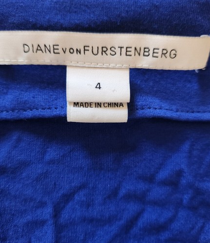 Diane Von Furstenberg Womens Wrap Dress Cobalt Blue Long Sleeve Midi V-Neck Sz 4 - Picture 3 of 10