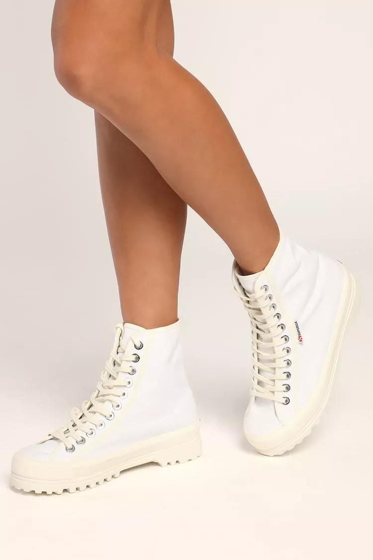 SUPERGA unisex Alpina White High Top Platform Lug Sneakers W 8 M 6.5 | eBay