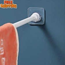 6pcs Adhesive Shower Curtain Rod Holder Wall Mount Transparent Tension Bracket
