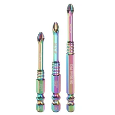 3pcs Anti Slip Phillips Screwdriver Bit Set PH2 1/4" Shank 2.6"/2.8"/3.5" Long