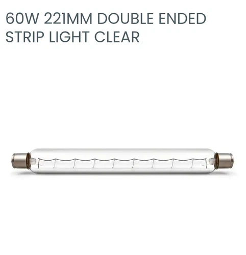Clear Double Ended Tubular Lamp 60w 240v 221x25mm Crompton Light Bulbs Packs - Picture 3 of 3