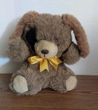 Cuddle Wit Vtg Brown Dog Stuffed Plush Black Patch Eye 11 "