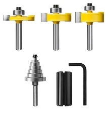 1/4 Inch Shank Rabbet Router Bit Set, 3 Pieces Carbide Tipped Rabbeting Router B