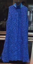 Balera Size MA Dance Mock Neck sequin Shift Dress BLUE Style D13861 Biketard