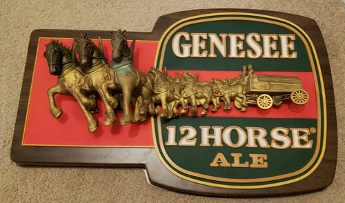 Genesee 12 Horse Ale Plastic 3D Beer Sign  Vintage 1980s