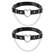 2 Pcs Women Leather Leg Garter with Chains for Party Prom Punk Gothic Garters