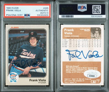 1983 Fleer Frank Viola Double Signed Rookie Card Autograph RC JSA & PSA 9 Auto