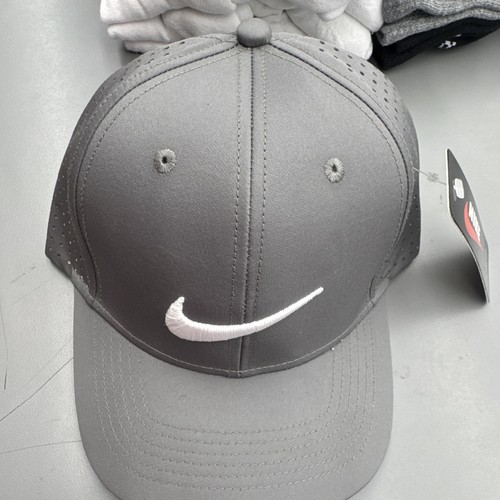 Nike Gray Solid Adjustable Breathable Lightweight Men's Baseball Cap One Size