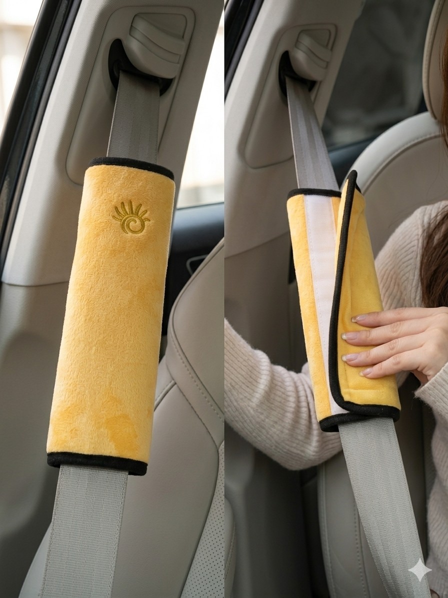 Copricintura Bambini Huggalugs Giallo Cuscinetto Salvaspalla Seggiolino Auto foto 3