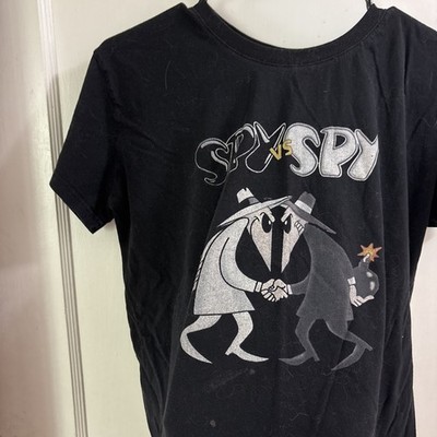 VTG Mad Magazine Spy Vs Spy Women s Size L Tshirt Black