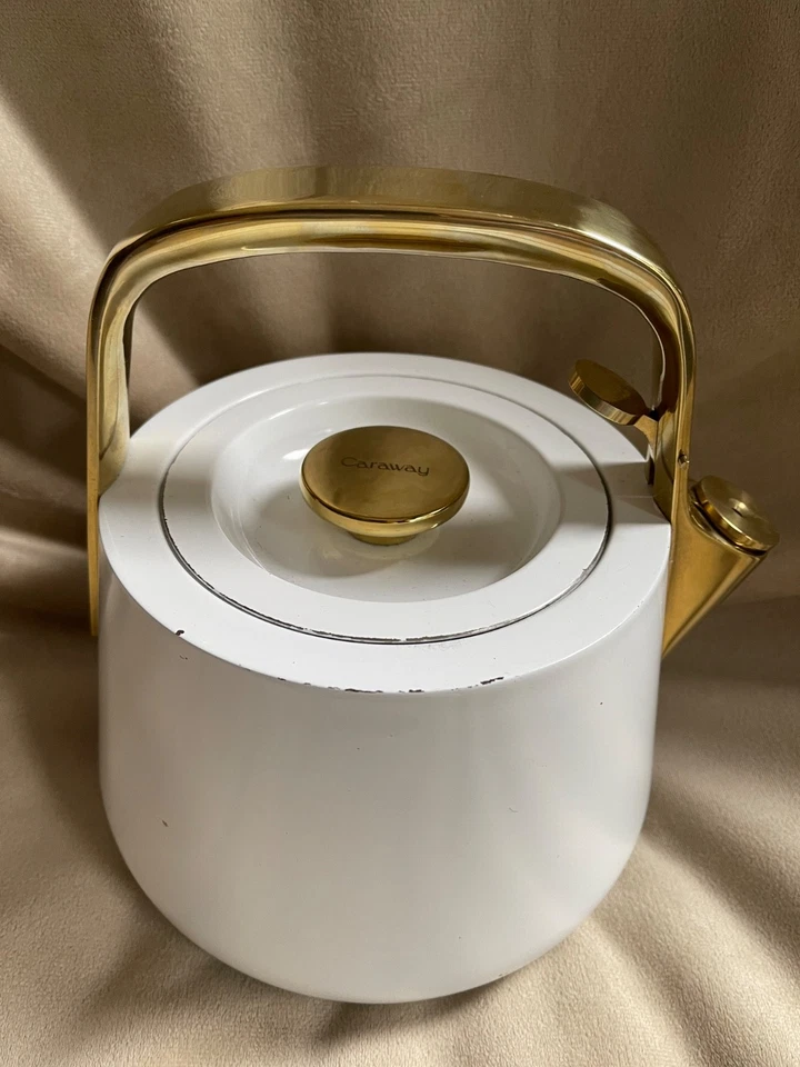 Caraway Ceramic Coated Whistling Tea Kettle White Tea Pot Modern - Image 4 of 4