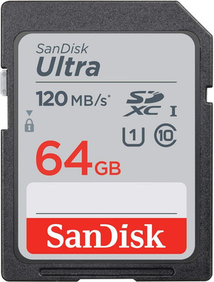 SANDISK 64GB Ultra SDXC UHS-I Memory Card - 120Mb/S, C10, U1, Full HD, SD Card -
