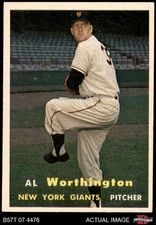 1957 Topps #39 Al Worthington Giants 7 - NM