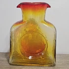 Vintage Blenko Art Glass Water Bottle Amberina Double Spout - 8.25" Tall -Estate