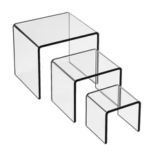T'z Tagz Acrylic Risers – 3pc Set (3", 4", 5") Colorful Tiered Display Stands