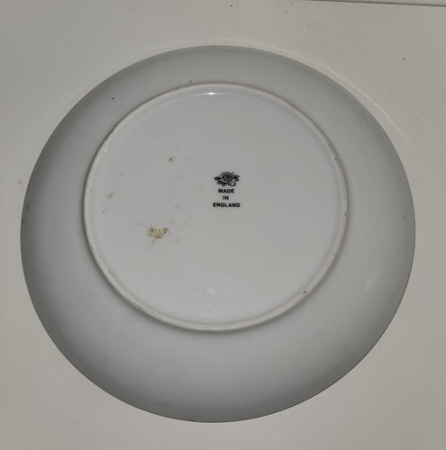Vintage English Blue Rose Luncheon Plate 8.4" - Made in England Gold Trim Floral - Picture 2 of 3