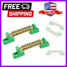 2pcs 8 Positions Terminal Bus Bar Terminal Block Brass Wire Screw Terminal Gr...