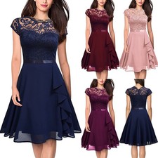 Womens Ruffles Chiffon Lace Dress Weddings Evening Party Bridesmaid Dresses SIZE
