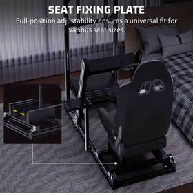 Hottoby Racing Sim Cockpit 4080 Aluminum With Black Seat & TV Stand Fit Logitech