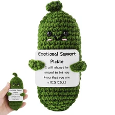 Emotional Support Pickle Handmade Crochet Doll Cute Inspirational Gift