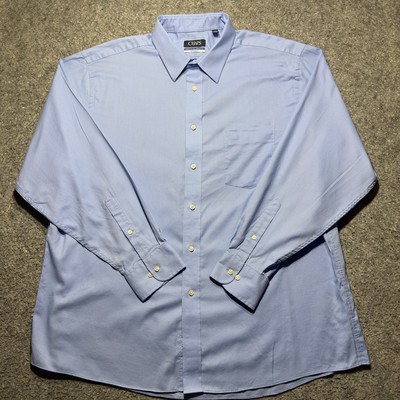 Chaps Dress Shirt Mens 18 34/35 Blue Long Sleeves Button Up Stretch Collar