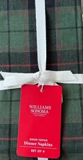 Williams-Sonoma Green Tartan  Napkins Set/4