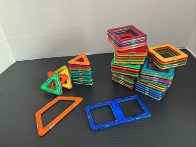 Magnetic Building Tiles 63 Pc Set Triangles Squares Rectangles