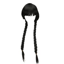 FBHLZ Long Black Braided Wig for Wednesday Addams Costume Big Girls