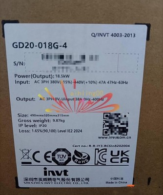 1PCS INVT Inverter GD20-018G-4 380V/18.5KW New