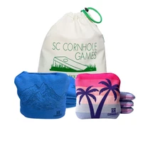 Professional Slide/Stick Cornhole Bags (Set of 8) - Mountain/Retro -Free Tote