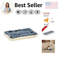 Soft Faux Fur Fleece Pet Bed - 18-Inch Reversible Crate Mat in Blue Cream