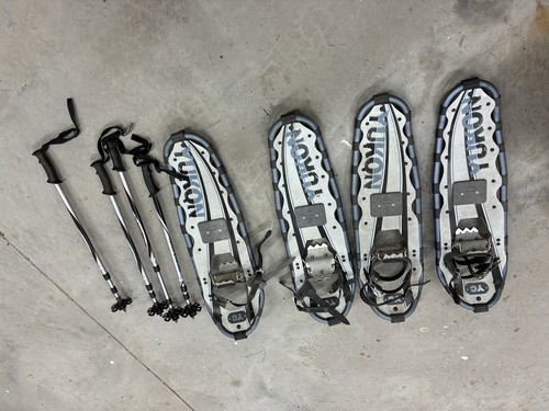 Yukon Set of 4 Snowshoes with 2 Pairs Trekking Poles Gray 