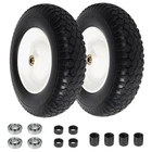 Flat Free Wheelbarrow Tire 4.80/4.008, 330LB Load, Adjustable Hub, 2 Pack