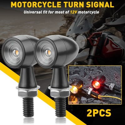 2PCS 12V Motorcycle Bullet Turn Signals Blinker Light Indicator Amber Lamp Black