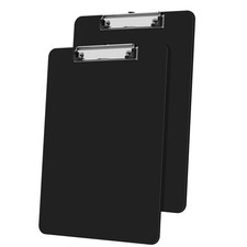 2 Pack Plastic Clipboards A4 Black 8.5x11 Low Profile Clip Classroom Supply