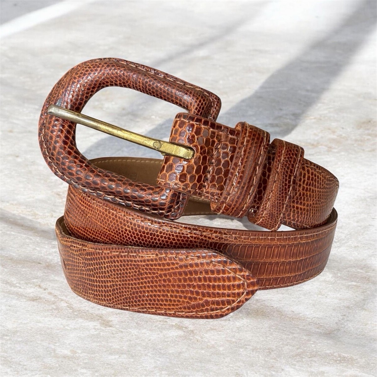 Vintage CIPRIANI Genuine Lizard Grain Leather Olive Green Waist Belt Size M Cipriani Belts for Women for sale | eBay main image 4