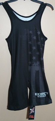 Exxact Sports Men's Black Sz AS Patriot Wrestling Singlet Powerlifting Training