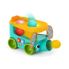 Bright Starts Pop  Roll Safari Bus Ball Play Toy, Elephant Popper and Launcher,