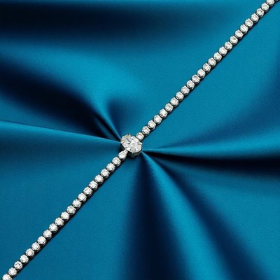 Women Bracelet Fine 14k White Gold 2.50 Ct Lab Grown Oval and Round Cut Diamond