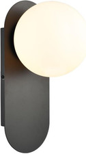 Mid Century Black Wall Light With White Opal Glass For Any Room Mid Century Black Wall Light With White Opal Glass For Any Room