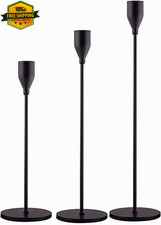 Matte Black Taper Candle Holders Set